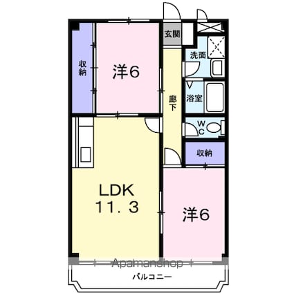 長野県松本市村井町西１丁目[2LDK/55.84m2]の間取図