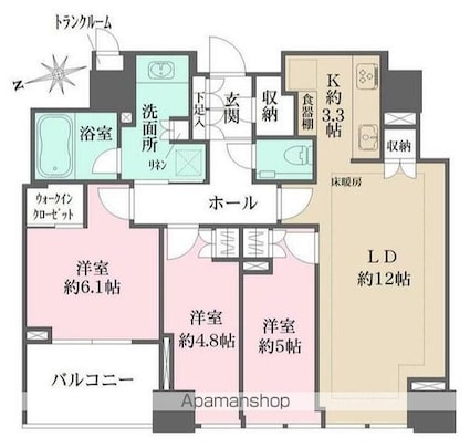 東京都新宿区四谷４丁目[3LDK/74.92m2]の間取図