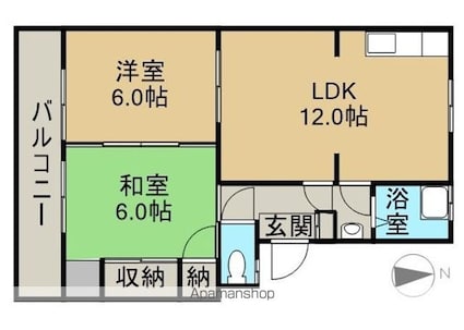 愛媛県新居浜市宇高町１丁目[2LDK/50.58m2]の間取図
