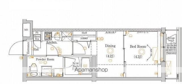 ラフィスタ大山[1DK/25.5m2]の間取図