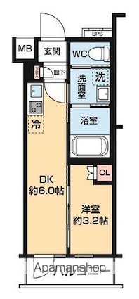 東京都中野区新井５丁目[1DK/25.67m2]の間取図