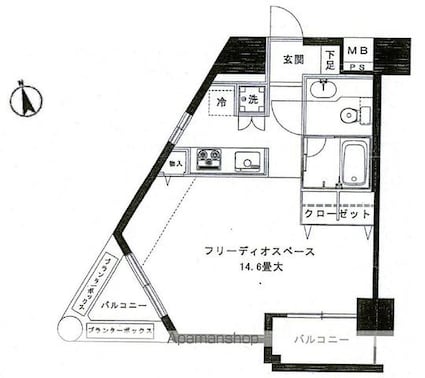 フリーディオ四谷三丁目[1K/40.81m2]の間取図