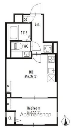 東京都新宿区北新宿２丁目[1DK/30.05m2]の間取図