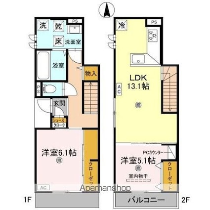ソラーナ小松原[2LDK/67.26m2]の間取図