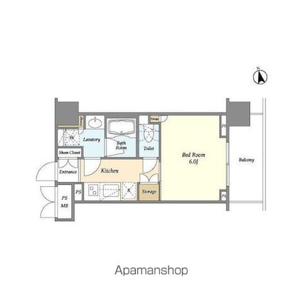グランテール代々木[1K/25.39m2]の間取図