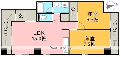 ア・ラコント北棟[2LDK/62.53m2]の間取図