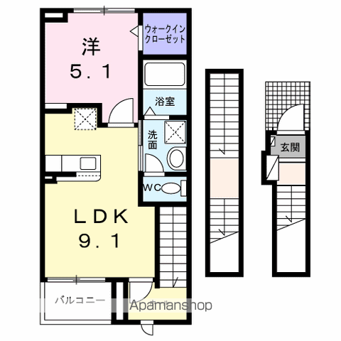 リバティ　アイランド 303 ｜ 山梨県甲府市川田町865-1（賃貸アパート1LDK・3階・42.20㎡） その2