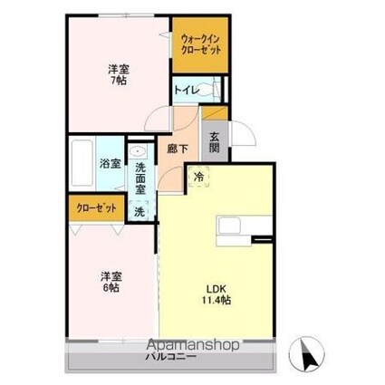 サンプットコート[2LDK/58.07m2]の間取図