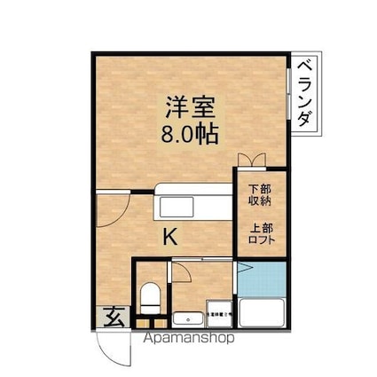 プリウス[1K/27.6m2]の間取図