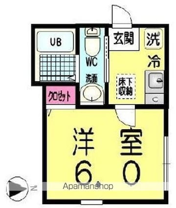グレイスヒルズ新中野[1K/18.76m2]の間取図