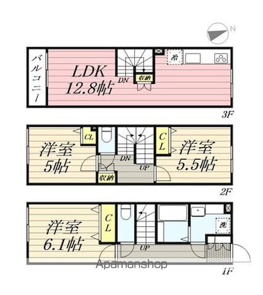 アーバンパーク三鷹[3LDK/75.77m2]の間取図