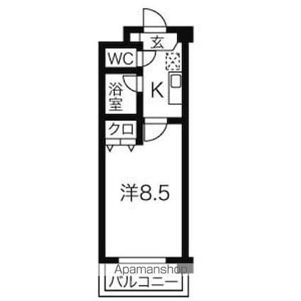 サンハイツ城西[1K/24.09m2]の間取図