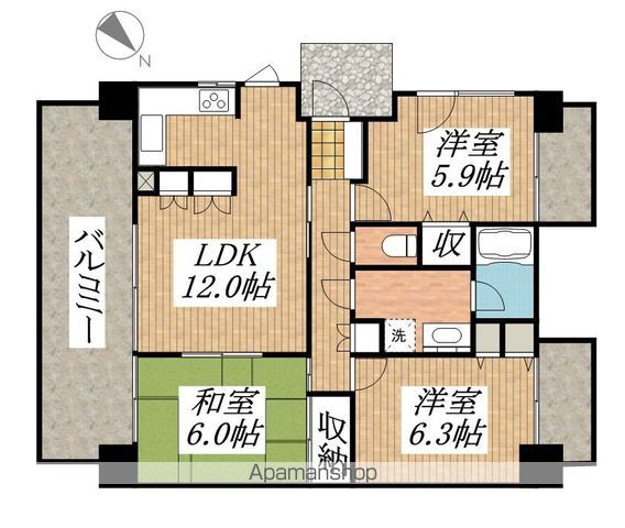 【国立市富士見台のマンションの間取り】