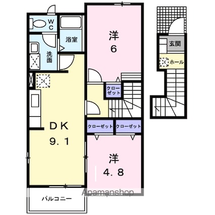 ヴィラ・ユニゾンＣ[2DK/50.27m2]の間取図