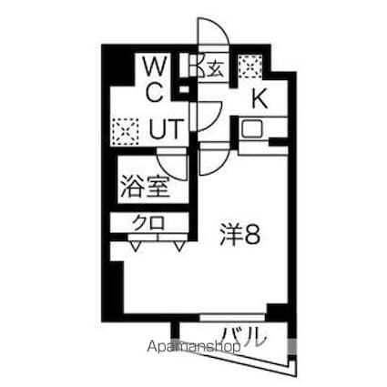 スパシエグランス学芸大学[1K/25.5m2]の間取図
