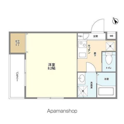 モン・シャトー上高田[1K/25.47m2]の間取図