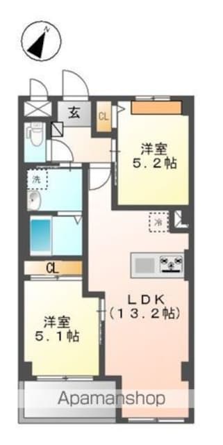 東京都練馬区大泉町１丁目[2LDK/52.98m2]の間取図