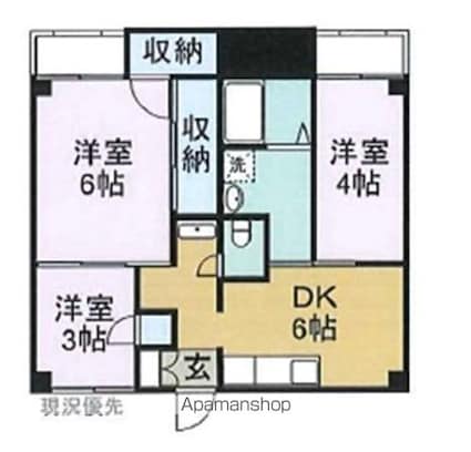 ヴィラナリー水呑１[3DK/47.52m2]の間取図