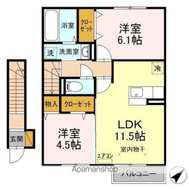 ル・ボア[2LDK/56.72m2]の間取図