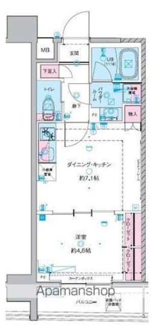 ＧＥＮＯＶＩＡ　東神田　ｇｒｅｅｎ　ｖｅｉｌ[1DK/31.31m2]の間取図