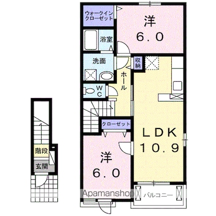 プティヴィラージュ　神辺Ａ[2LDK/57.21m2]の間取図
