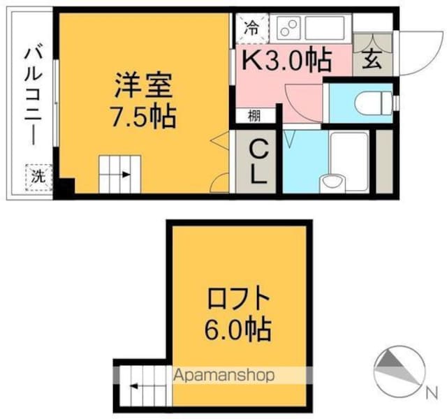 メゾン中堤[1K/24m2]の間取図
