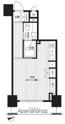 レジディア新御徒町[1R/33.65m2]の間取図