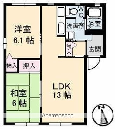 グリーンコート[2LDK/54.07m2]の間取図