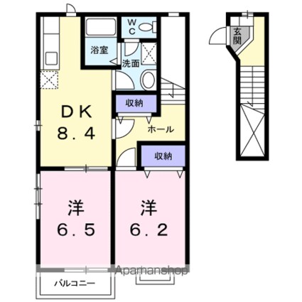 フリーデン末広　Ｂ[2DK/54.76m2]の間取図