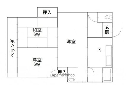 橋本アパートＡ棟[3K/52m2]の間取図