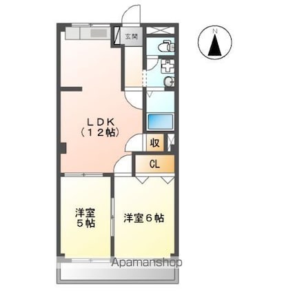 愛知県小牧市小木東１丁目[2LDK/49.5m2]の間取図