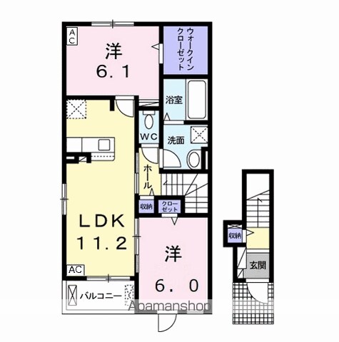 【岐阜市粟野東のアパートの間取り】