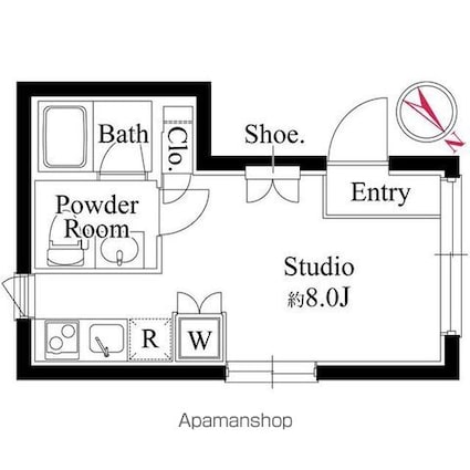 ファーレ中野Ⅱ[1R/18.01m2]の間取図