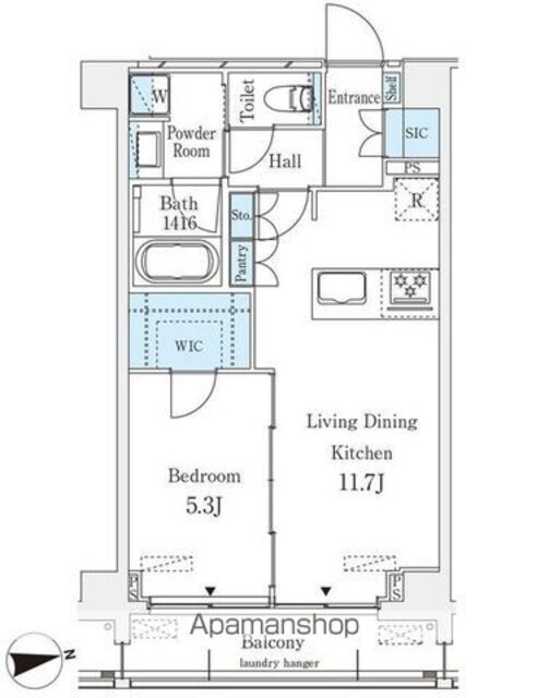 Ｔｈｅ　Ｖｅｒｌｕｘ　Ｔａｋａｎａｗａ[1LDK/43.86m2]の間取図