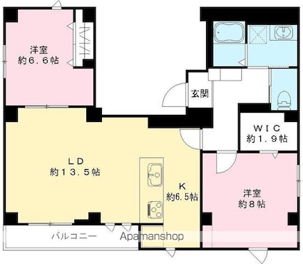 フラッツ平河町（ＴＯＫＹＯ　ＺＥＲＯ　ＥＭＩＳＳＩＯＮ　ＨＯＵＳ[2LDK/77.83m2]の間取図