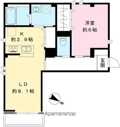 Ｂｌａｎ　ｃｕｂｅ　戸越公園（Ｎｅａｒｌｙ　ＺＥＨ）[1LDK/45.85m2]の間取図