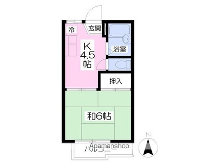 ＰＯＰＯＬＯ宮田[1K/22.68m2]の間取図