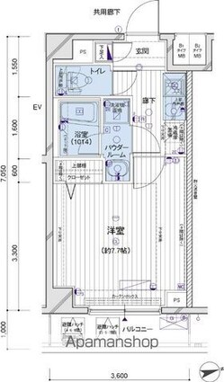 メインステージ府中中河原駅前[1K/25.38m2]の間取図