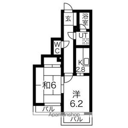 ラウムズ虹ヶ丘[2K/40.7m2]の間取図