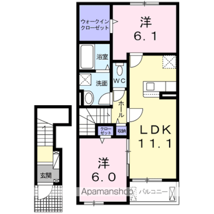 ＫＥＳＨＩＫＩ　Ｈａｌｕ[2LDK/58.64m2]の間取図
