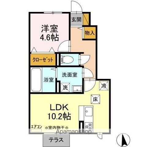 千葉市稲毛区園生町のアパートの間取り