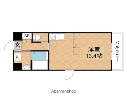 グランラヴィーヌ[1K/32.4m2]の間取図