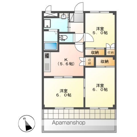 【千葉市中央区千葉寺町のアパートの間取り】