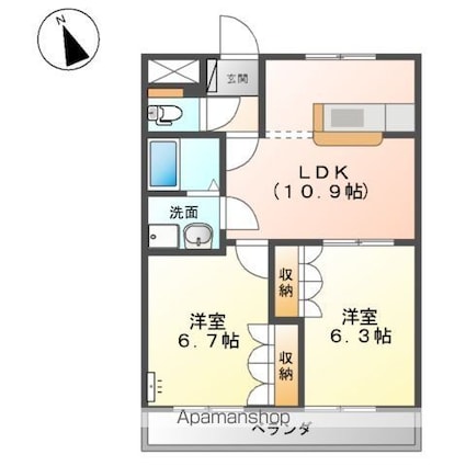 レガート[2LDK/51.66m2]の間取図