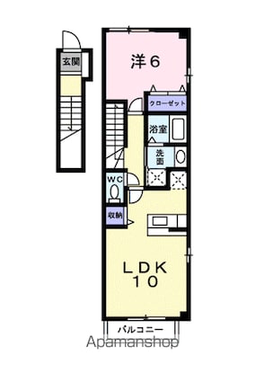 愛媛県松山市森松町[1LDK/44.9m2]の間取図