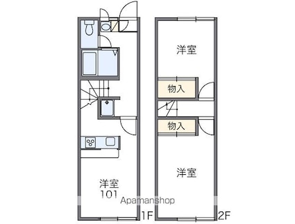 レオパレスフローラⅡ[2DK/49.68m2]の間取図