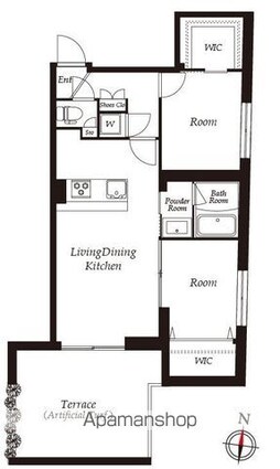 ＴＨＥ　ＣＬＡＳＳ　ＥＸＣＬＵＳＩＶＥ　ＲＥＳＩＤＥＮＣＥ[2LDK/52.97m2]の間取図