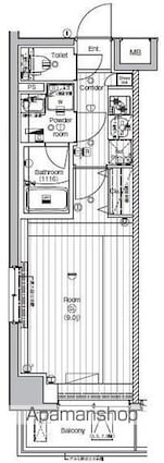 ＬＵＭＥＥＤ　ＣＵＢＥ　菊川　ＰＲＥＭＩＵＭ[1K/25.96m2]の間取図