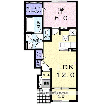 グランシャリオ千曲Ｂ[1LDK/48m2]の間取図