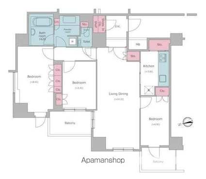 レジディアタワー目黒不動前[3LDK/85.39m2]の間取図